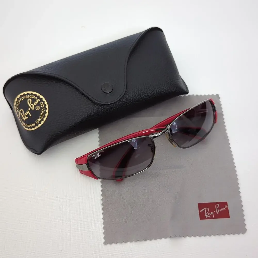 Ray Ban Kids Sunglasses Red Made in Italy RB3261 004/8G 58/17 Gray Gradient Flaw